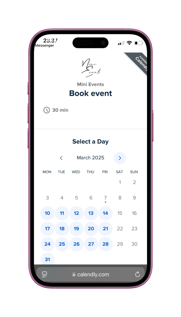 iphone mockup af bookingkalender